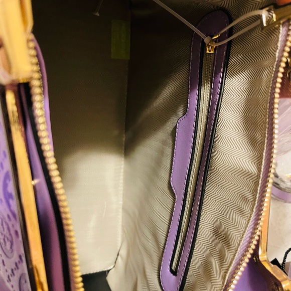 Purple purse large stunning gift new with clutch 2 piece set VEGAN LEATHER - Picture 11 of 14